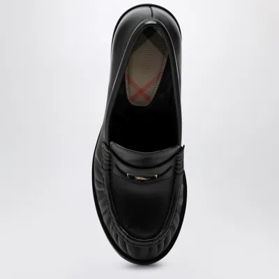 Burberry Cadet Black Leather Loafers With Heel