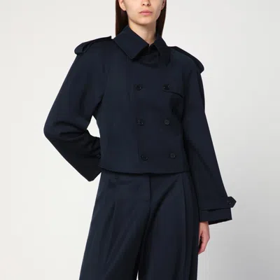 Alexander Mcqueen Short Double-breasted Navy Blue Jacket