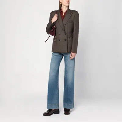 Blazé Milano Brown Wool Pied De Poule Double-breasted Blazer