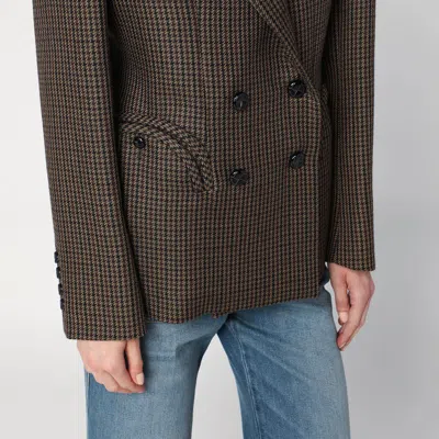 Blazé Milano Brown Wool Pied De Poule Double-breasted Blazer