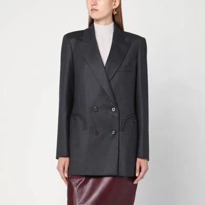 Blazé Milano Grey Wool Double-breasted Blazer
