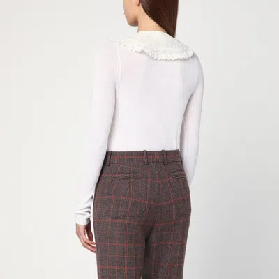 Chloé Lace-collar Superfine Wool Rib Knit Top