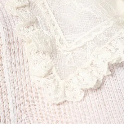 Chloé Lace-collar Superfine Wool Rib Knit Top