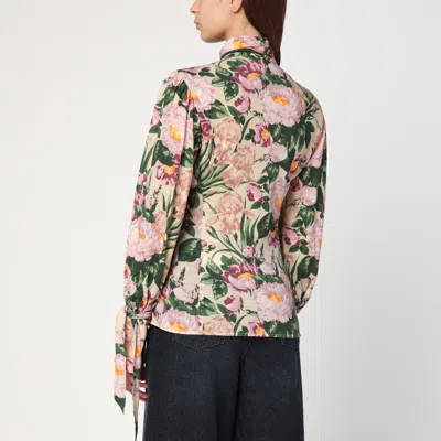 Chloé Turtleneck Jersey Wool Sweater With Floral Print