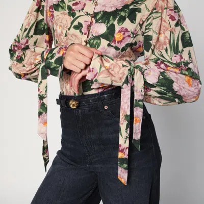 Chloé Turtleneck Jersey Wool Sweater With Floral Print