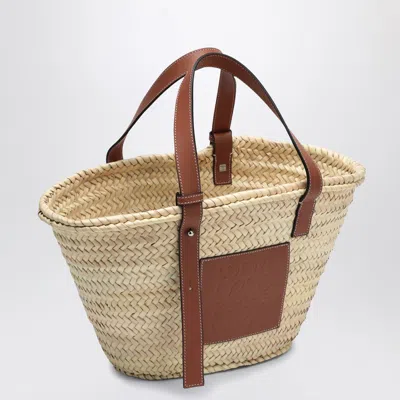 Loewe Medium-sized Basket Bag In Palm Leaf And Leather