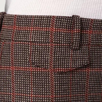 Chloé Brown Flared Checkered Wool Trousers In Brown