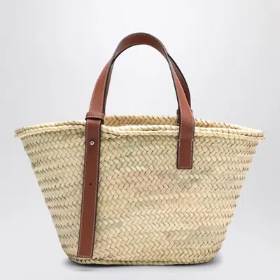 Loewe Medium-sized Basket Bag In Palm Leaf And Leather