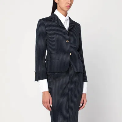 Thom Browne Navy Pinstripe Wool Blazer