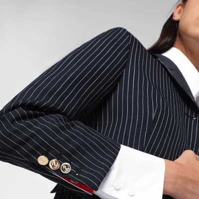 Thom Browne Navy Pinstripe Wool Blazer