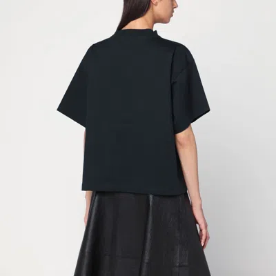 Balenciaga High-collar Black T-shirt With Logo Print In Black