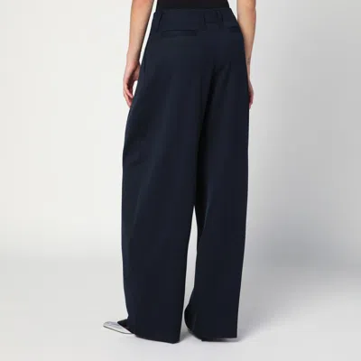 Alexander Mcqueen Wide Navy Blue Wool Trousers