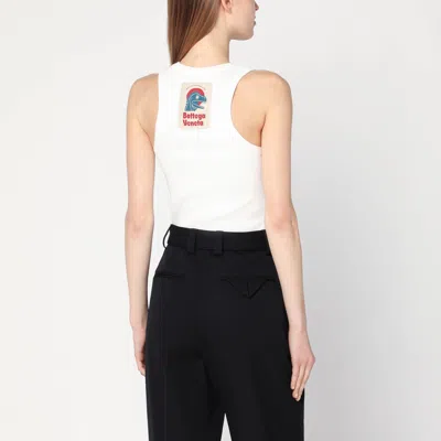 Bottega Veneta Ivory Ribbed Tank Top In Cotton Blend In White