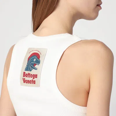 Bottega Veneta Ivory Ribbed Tank Top In Cotton Blend In White