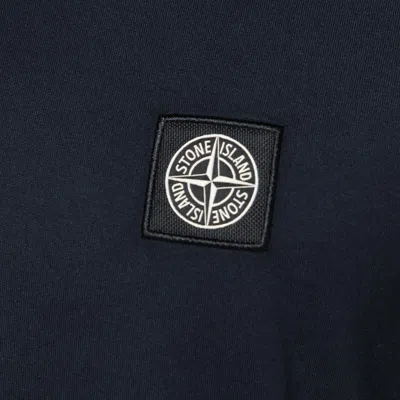 Stone Island Navy Blue Cotton T-shirt With Logo Patch In Blue