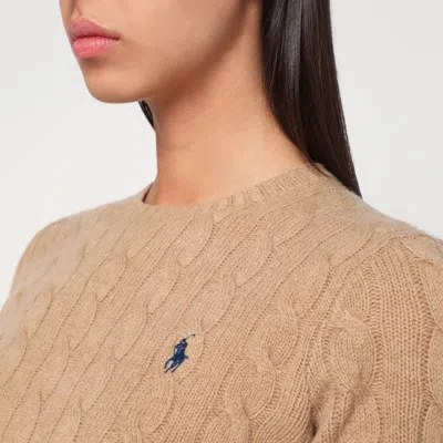 Polo Ralph Lauren Beige Cable-knit Sweater In Wool And Cashmere