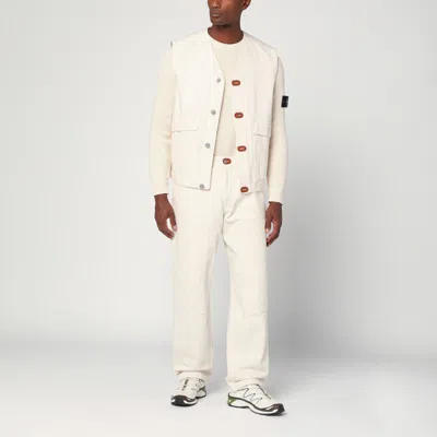 Stone Island Relaxed Gabardine Chino Trousers In White