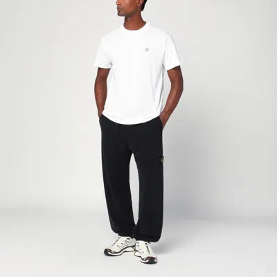 Stone Island Embroidered Cotton Jersey T-shirt In White