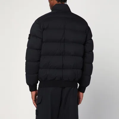 Stone Island Puffy Jacket With High Collar And Ribbed Detailing In Black