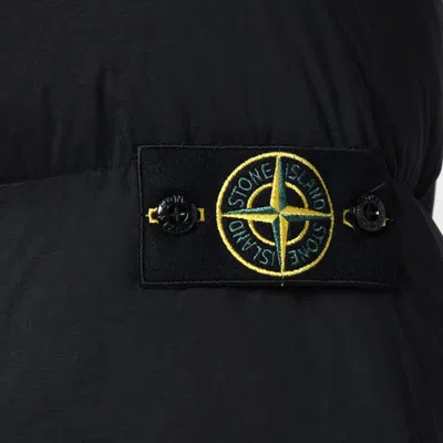 Stone Island Puffy Jacket With High Collar And Ribbed Detailing In Black
