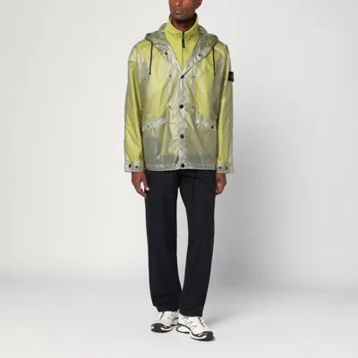 Stone Island Two-tone Fern-coloured Jacket In Translucent Polyurethane Men In Yellow