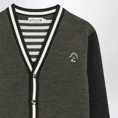 Bonpoint Julian Striped-panel Wool Cardigan In Black