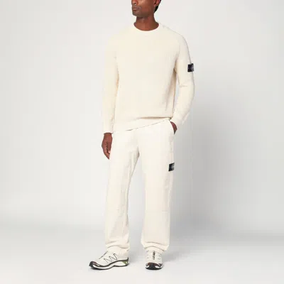 Stone Island White Crewneck Pullover In Neutral