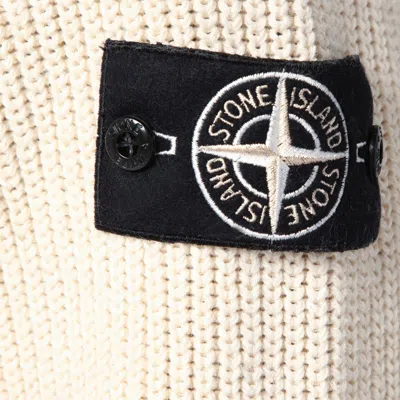 Stone Island Ivory Cotton Zip-up Cardigan In White