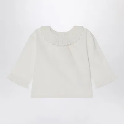 Bonpoint White Joliette Blouse With Ruffles In White