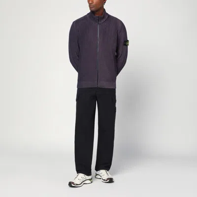 Stone Island Zipped Cotton Cardigan In Amaranth Colour Men