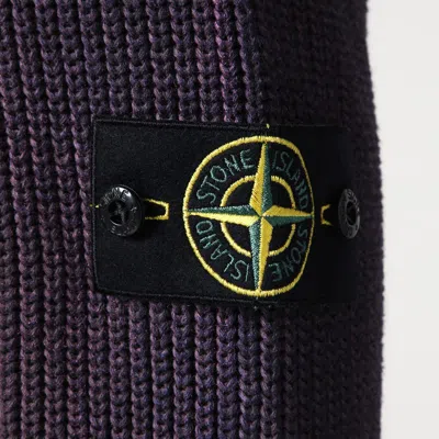 Stone Island Zipped Cotton Cardigan In Amaranth Colour Men