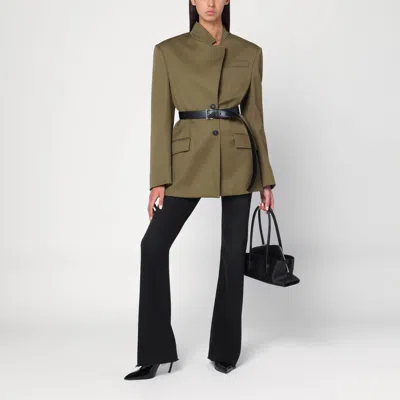Attico Asymmetric Military Green Wool Jacket In Green