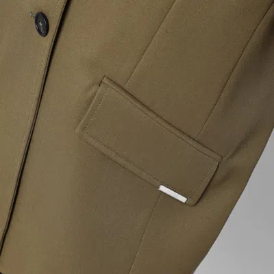 Attico Asymmetric Military Green Wool Jacket In Green