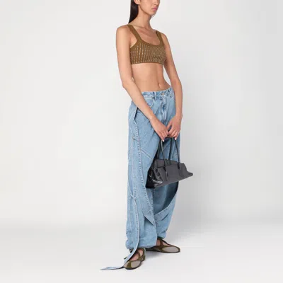 Attico Wide Light Blue Jeans With Ribbons
