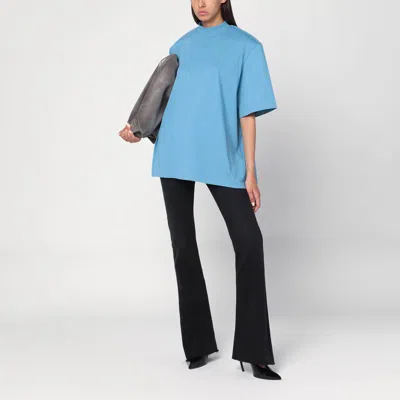 Attico Light Blue Cotton T-shirt In Blue