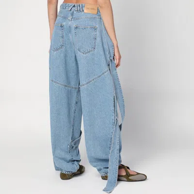 Attico Wide Light Blue Jeans With Ribbons