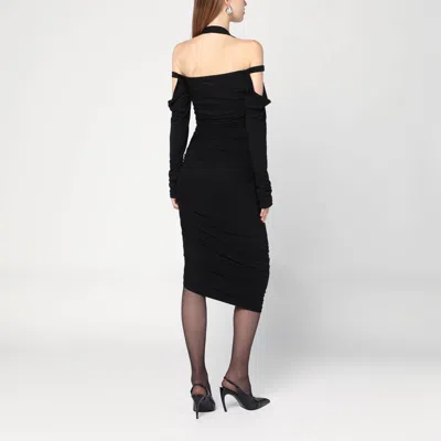 Attico Black Midi Dress In Viscose Crêpe