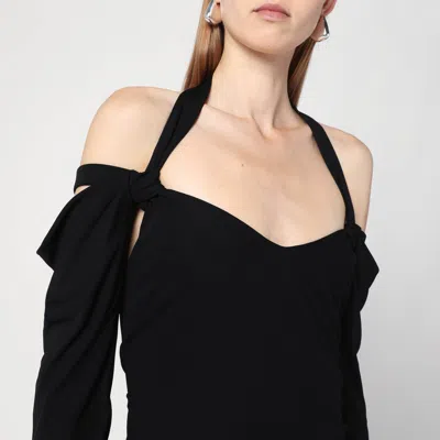 Attico Black Midi Dress In Viscose Crêpe