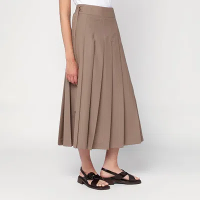 Rohe Pleated Midi Skirt In Khaki In Brown