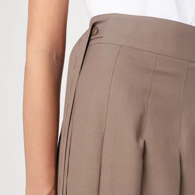 Rohe Pleated Midi Skirt In Khaki In Brown