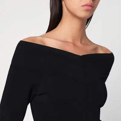 Stella Mccartney Womens Off-shoulder Long-sleeve Compact-knit Top Black In Black
