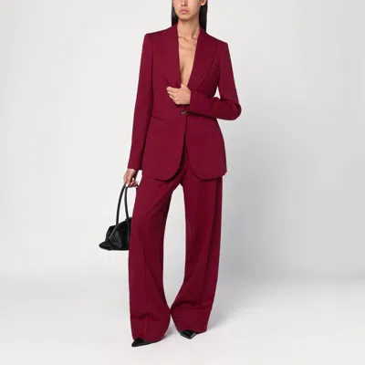 Stella Mccartney Wide Jazzberry-colored Wool Trousers In Burgundy