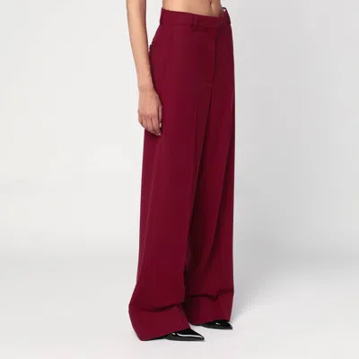 Stella Mccartney Wide Jazzberry-colored Wool Trousers In Burgundy