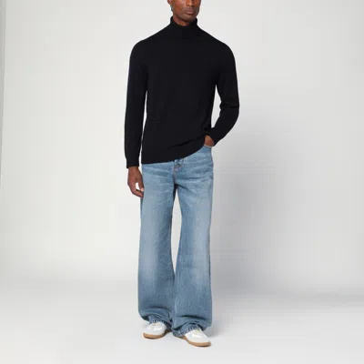 Drumohr Erino Wool Turtleneck Sweater In Black