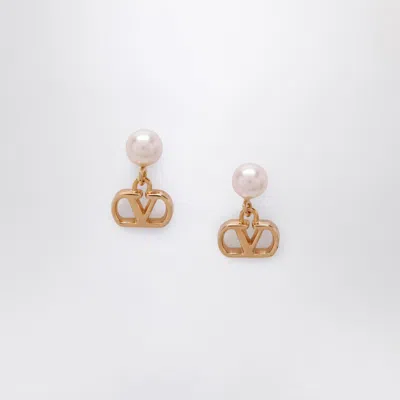 Valentino Garavani Vlogo Signature Earrings With Pearl In Gold