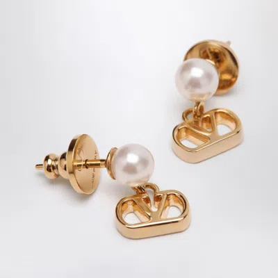 Valentino Garavani Vlogo Signature Earrings With Pearl In Gold