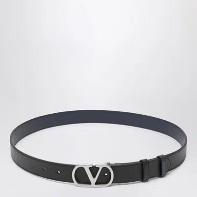 Valentino Garavani Vlogo Signature Belt In Shiny Calfskin 30 Mm In Black