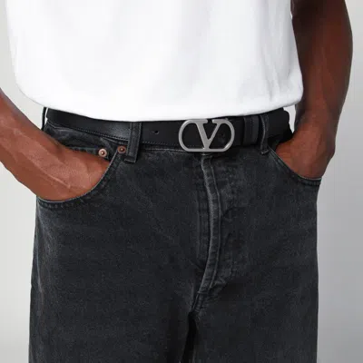 Valentino Garavani Vlogo Signature Belt In Shiny Calfskin 30 Mm In Black