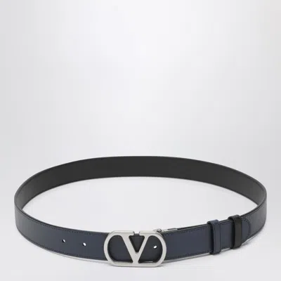 Valentino Garavani Vlogo Signature Belt In Shiny Calfskin 30 Mm In Black