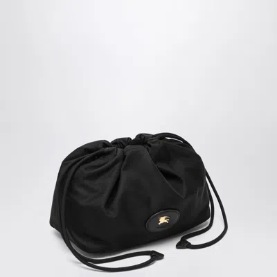 Burberry Reversible Pouch In Black Nylon With Check Pattern Women